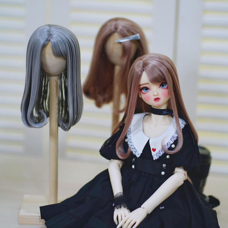 BJD wig factory wholesale six points small three points 3 points wig bjd milk soft silk 4 points doll wig long hair