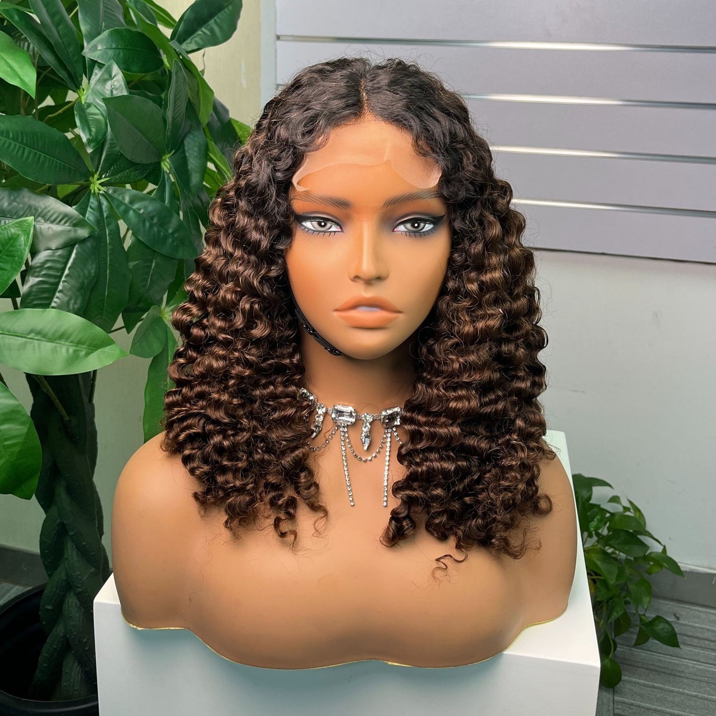 Lace Spring Curls Real Human Hair Burmese Curly Wig Full Headgear