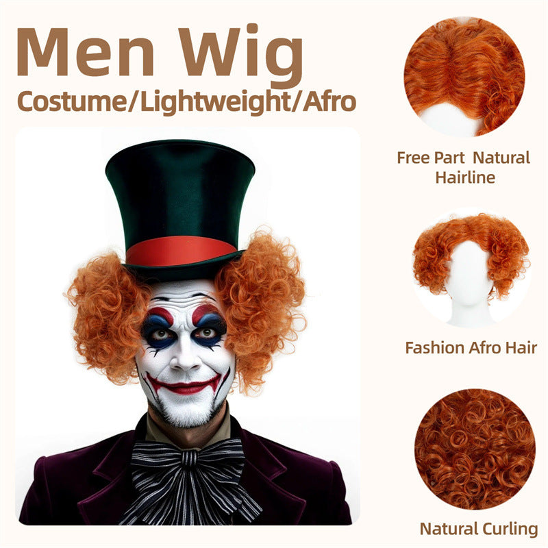 Alice in Wonderland cosplay Mad Hatter orange fluffy high-temperature wig