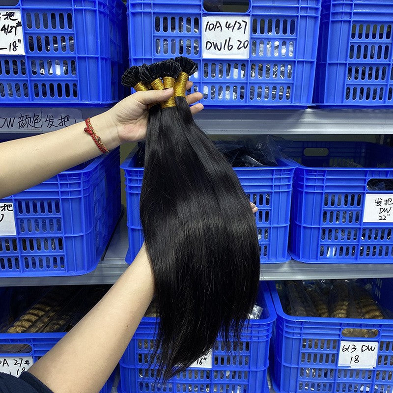 Real hair seamless hair extensions U-Tip hair natural color nail hair extensions wig hair bundle