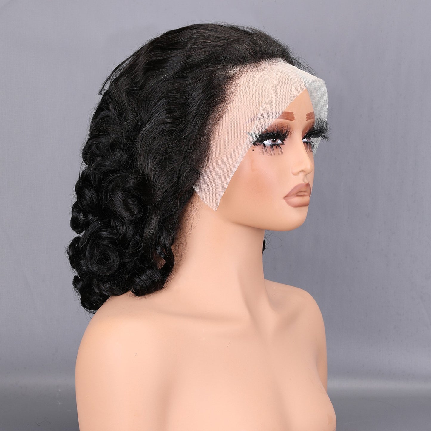 Hot Model Wig 13*4 Front Lace Mixed Human Hair Head Covering Spring Curly
