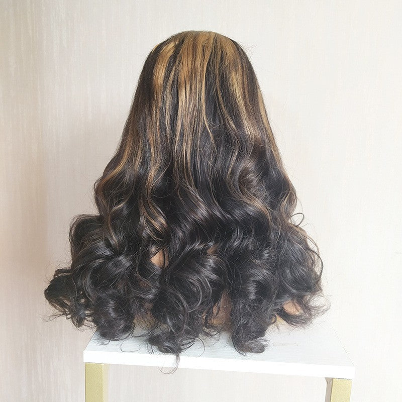 double drawn piano human hair spring curly 4x4 lace wig