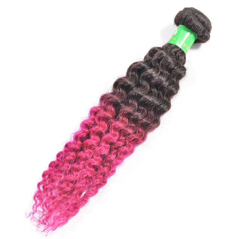 Real Smooth Hair T1B/99J Two-color Real Gradient Color Hair Curtain Hair Wholesale Manufacturer Wig