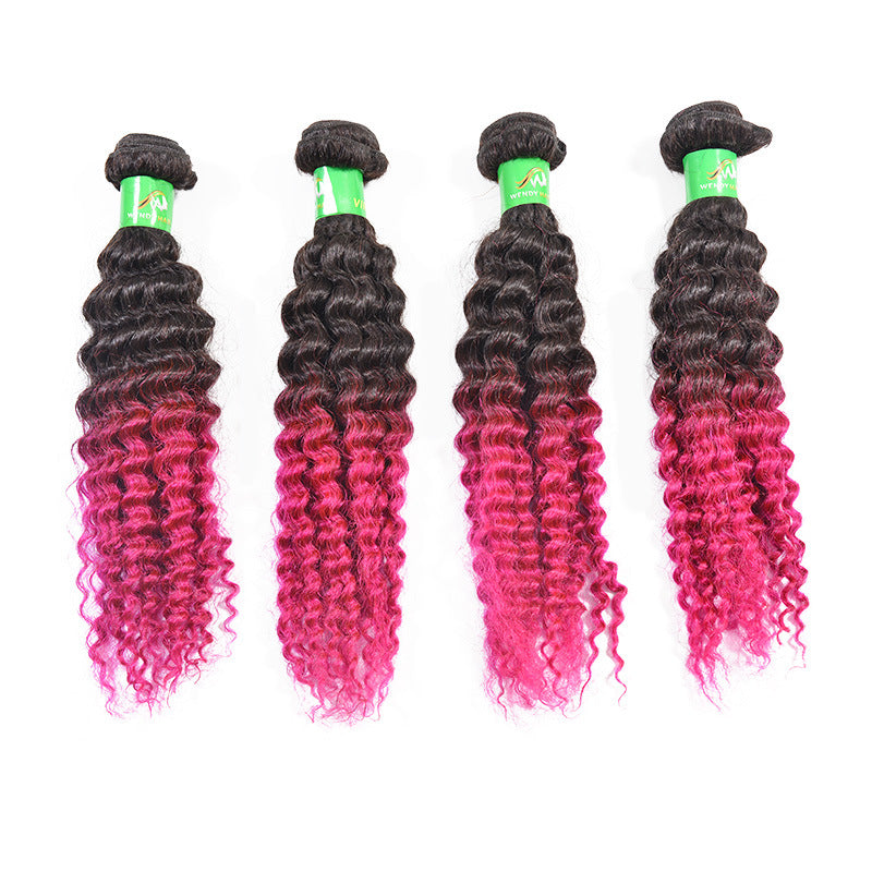 Real Smooth Hair T1B/99J Two-color Real Gradient Color Hair Curtain Hair Wholesale Manufacturer Wig