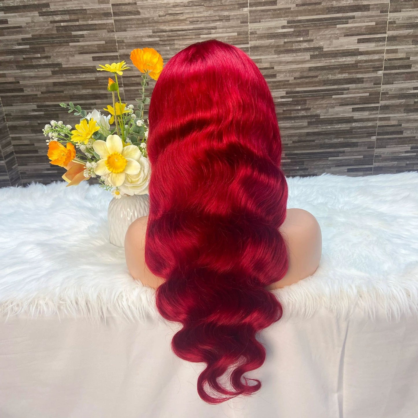 Front Lace Wig Front Lace Wig 13X4 Burgundy BUG Curvy Hair Head Cover Body Wave Hair