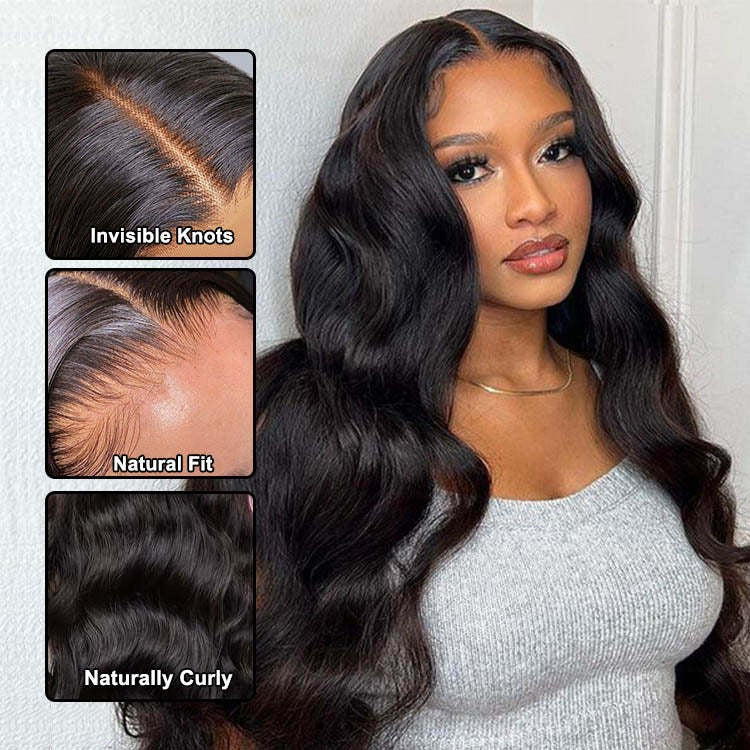 Body Wave Human Hair Full Frontal Wigs 4x4 100% Real Hair Lace Head Covers