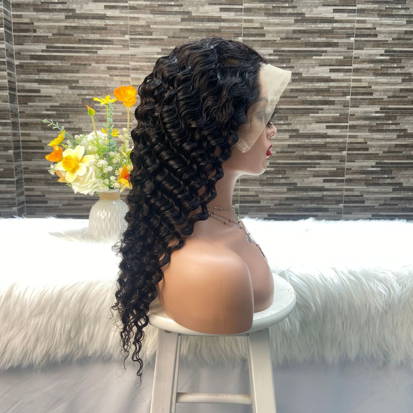 Natural Color 13X4 Front Lace Wig Lace Frontal Wig Deep Wave