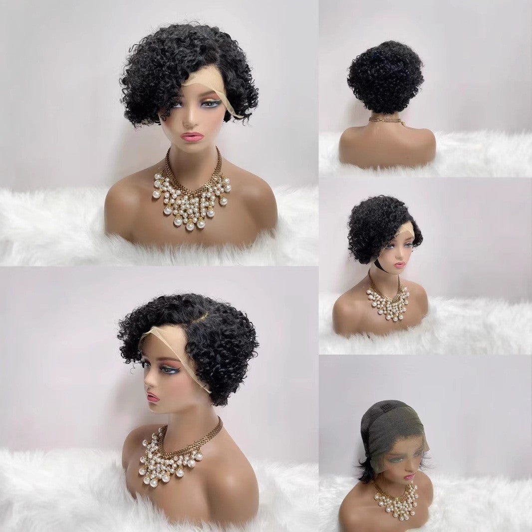 SX-07 13x4 Lace Pixie Wig Side Parted Peruvian Real Hair