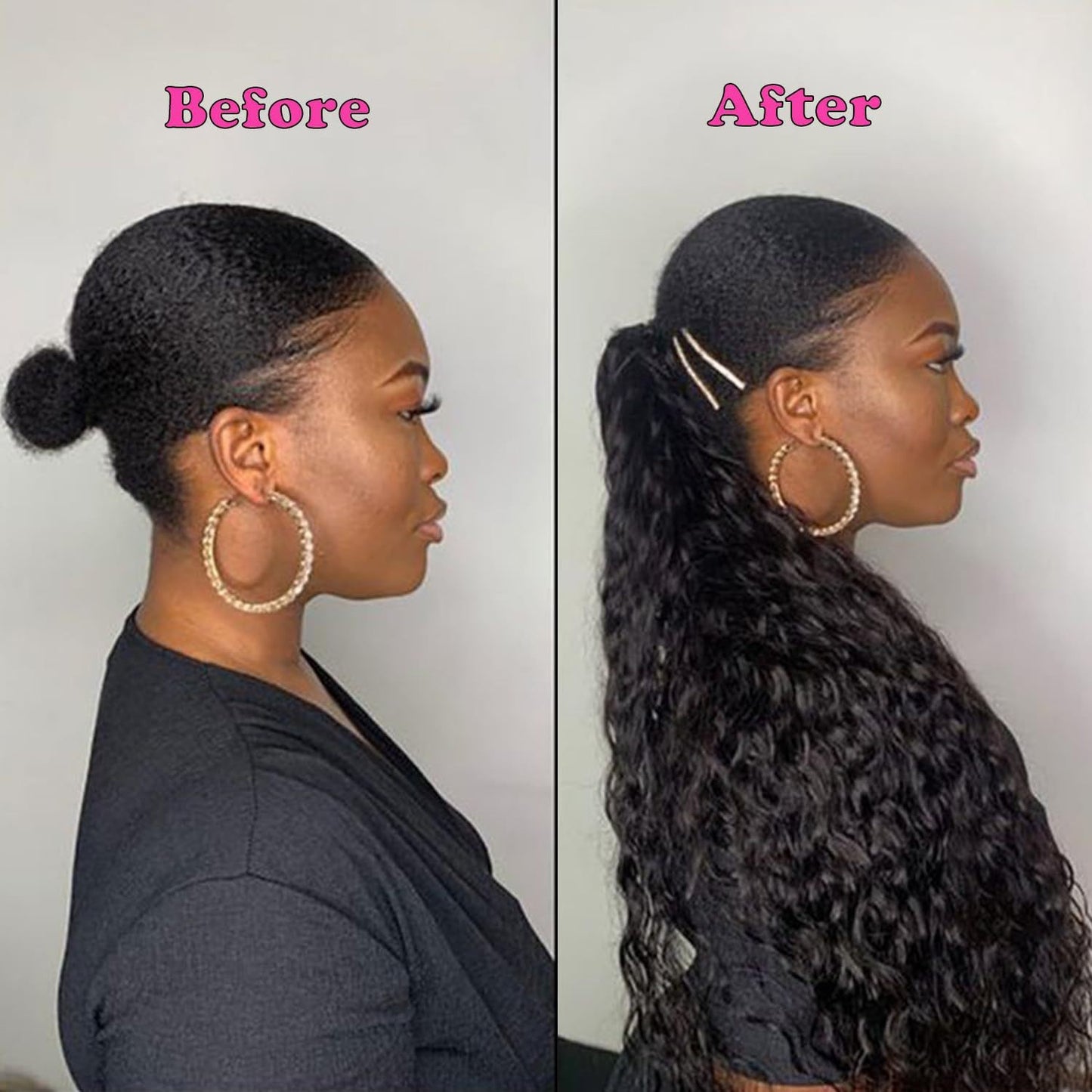 Real Hair Real Hair Wig Water Wave Ponytail velcro Ponytail