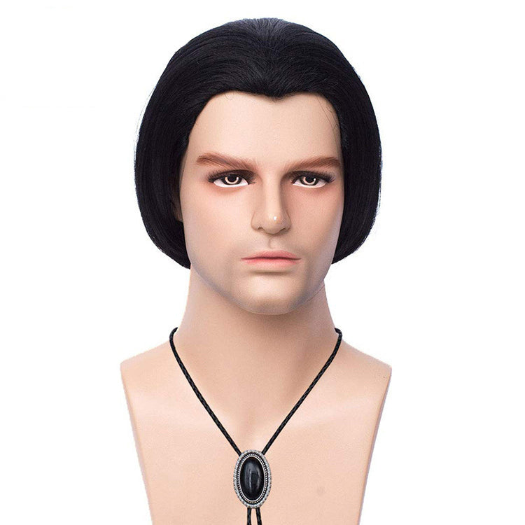 70s80s Men's Vintage Cos Wigs Black Beauty Tip Halloween Wigs