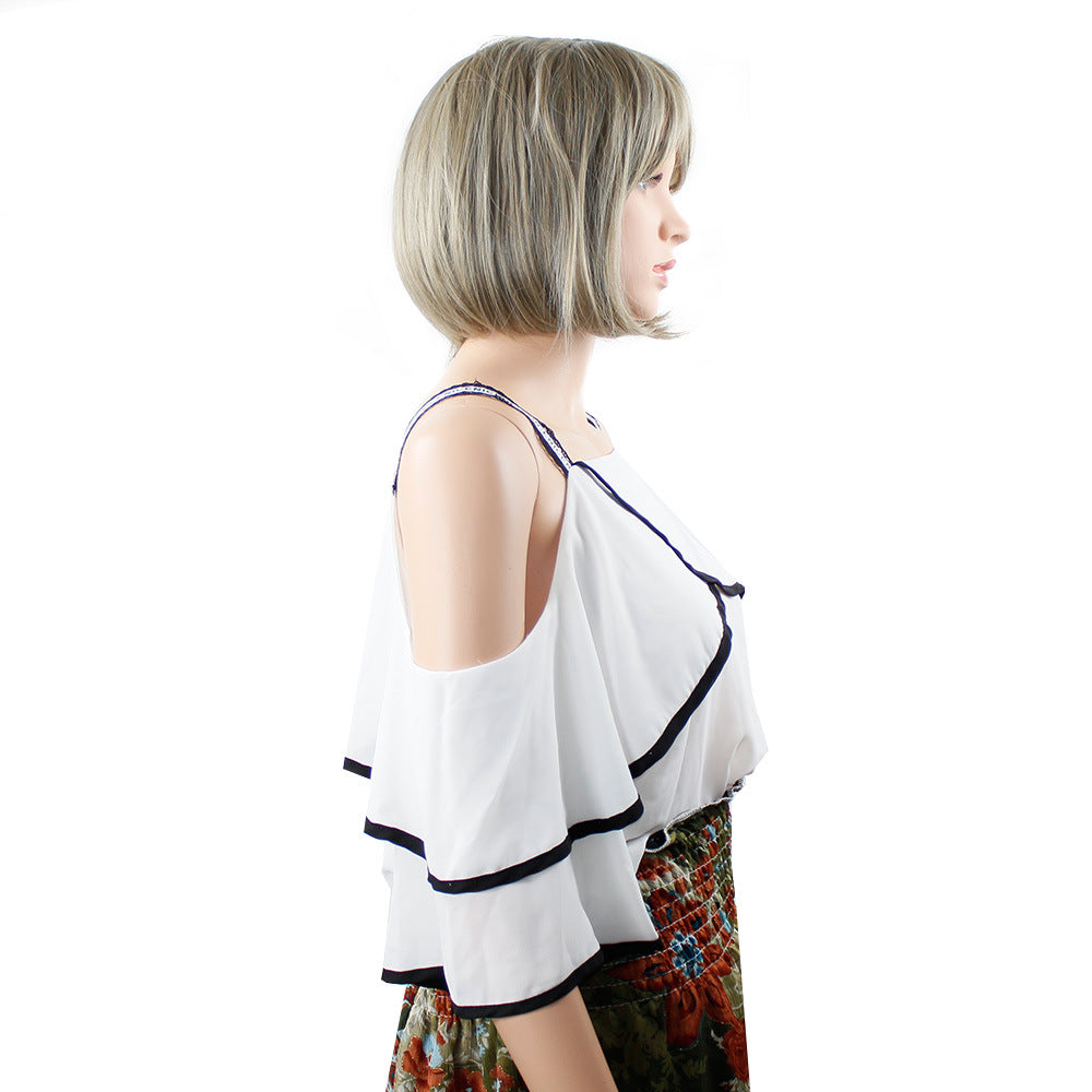 Hot Sale Fashion Short Hair Female Short Straight Hair Net Red Synthetic Hair bob Wig
