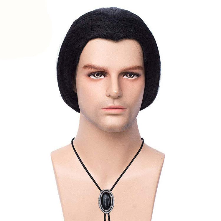 70s80s 70s men's retro cosplay wig black widow's peak Halloween wig export