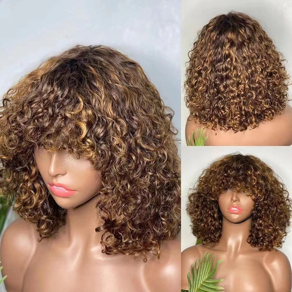 Fringe Bob wig with Bangs 250% Density Human Hair Lace Wig
