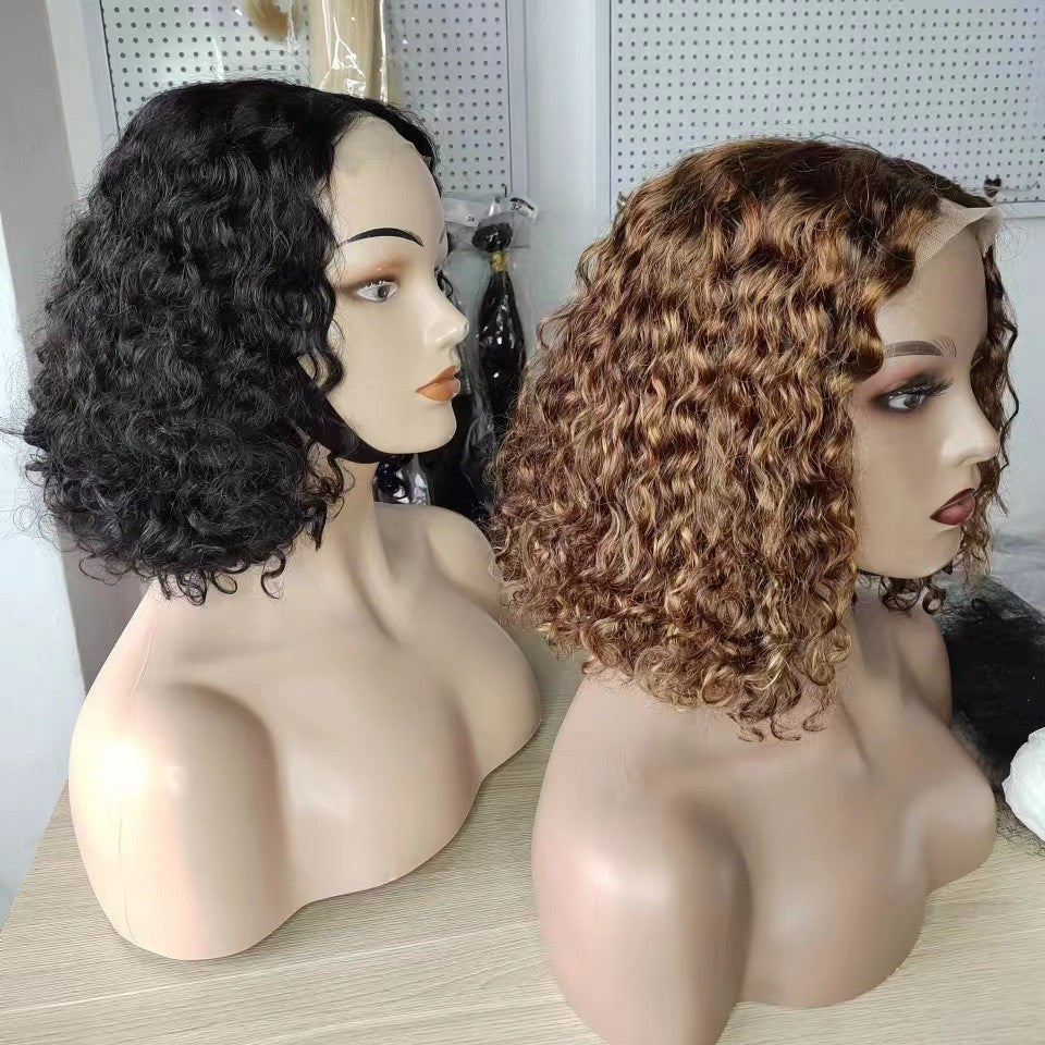 Water Wave BOB Wig Real Hair Double Drawn Human Hair Lace Wig