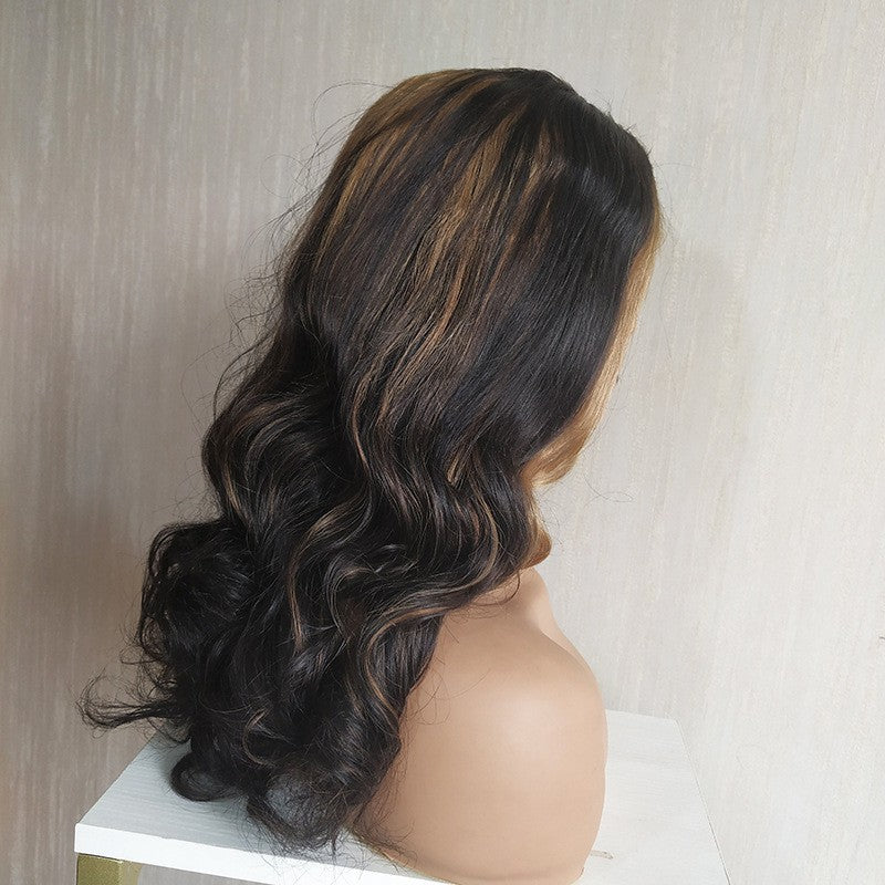 double drawn piano human hair spring curly 4x4 lace wig