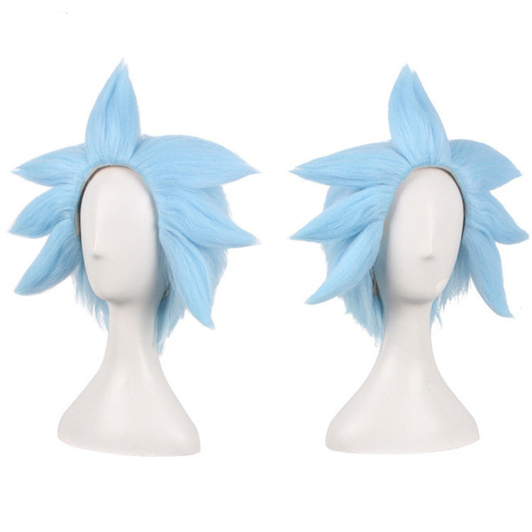 Rick&norty Lake Blue Cos Exaggerated Styling Performance Wig