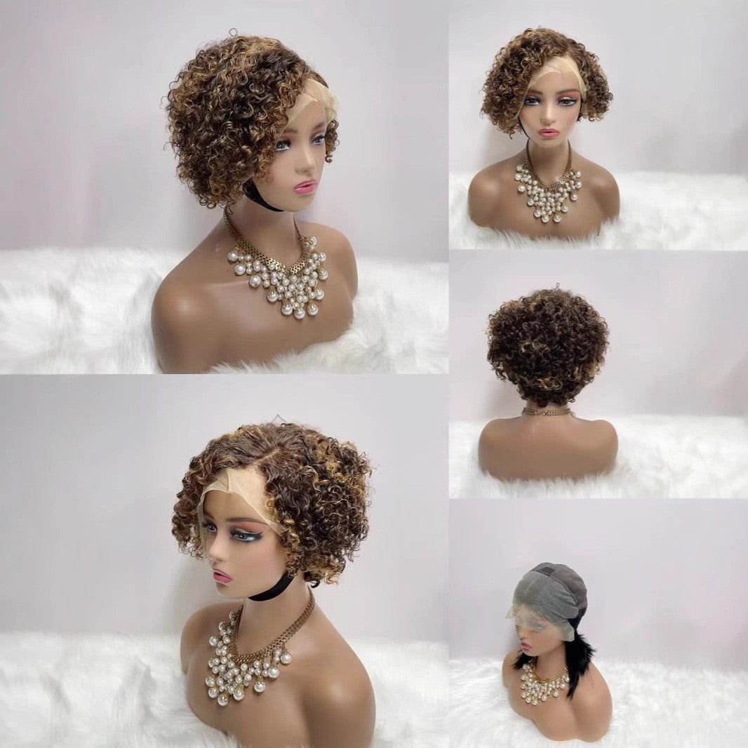 SX-07 13x4 Lace Pixie Wig Side Parted Peruvian Real Hair