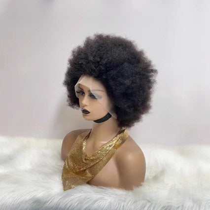 13x4 Afro Wig 100% Human Hair Peruvian Hair 12A Real Hair