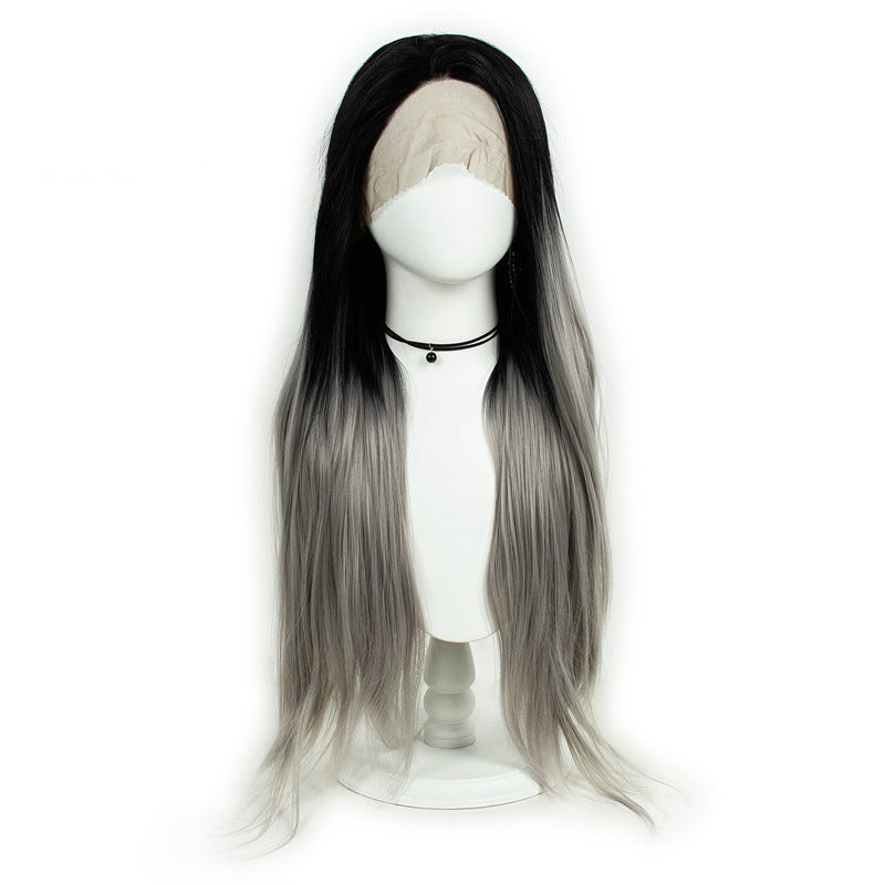 Gray Gradient 32inch Large Area 13x3 Half Hand Hook Front Lace Wig