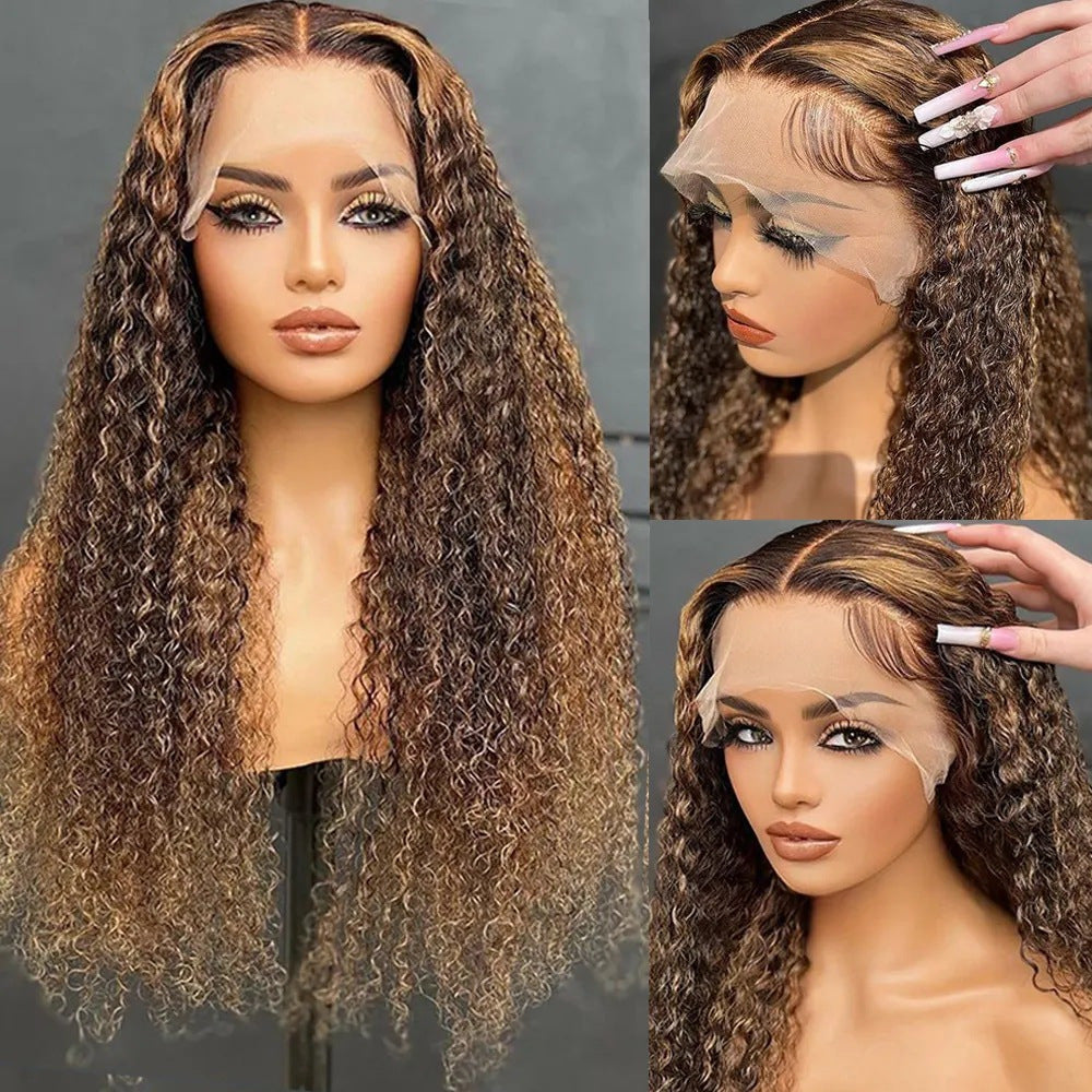High Light Curly Human Hair Wig Real Hair Wigs P4/27