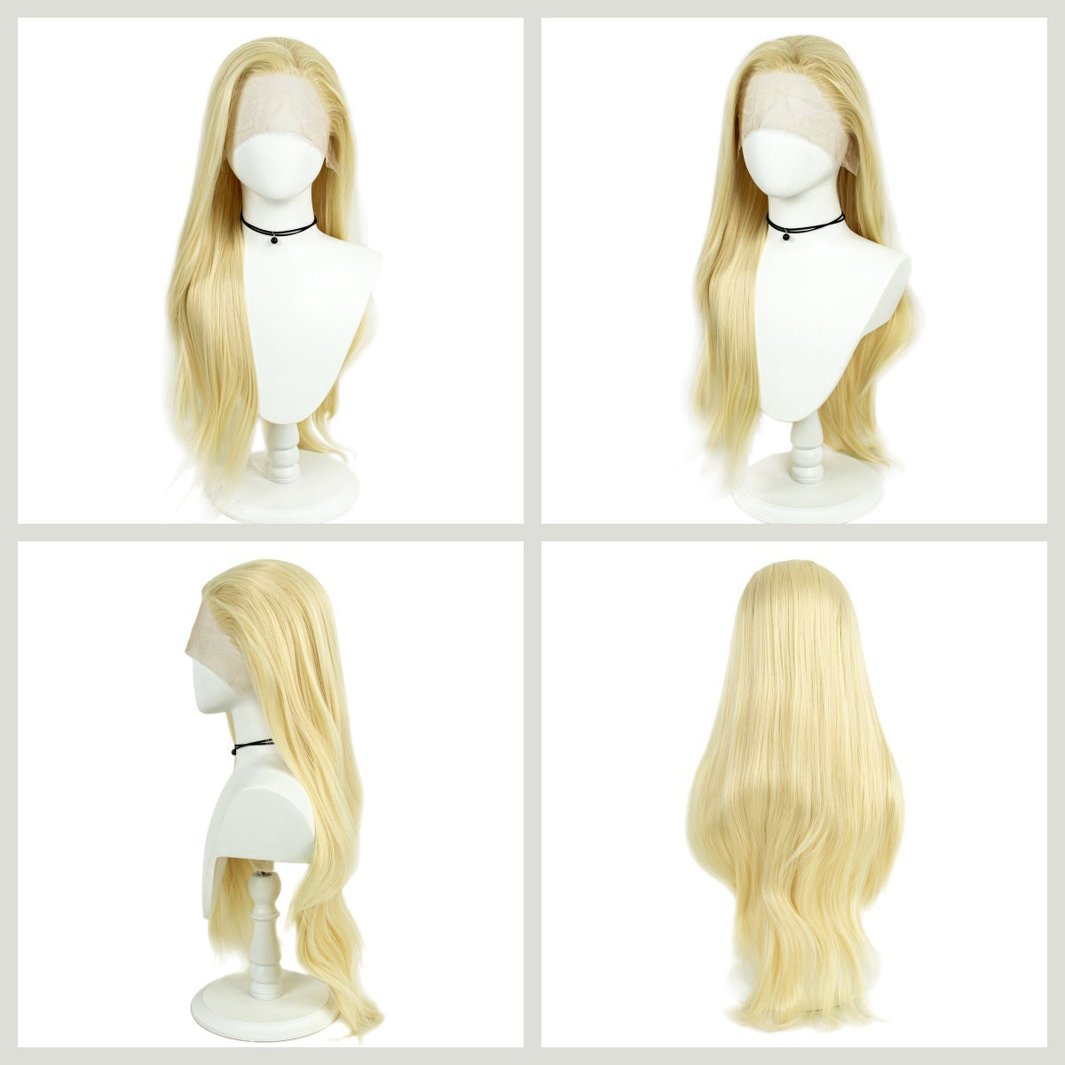 Platinum blonde hand-woven high-definition front fiber lace wig cap 13*3 wig for women