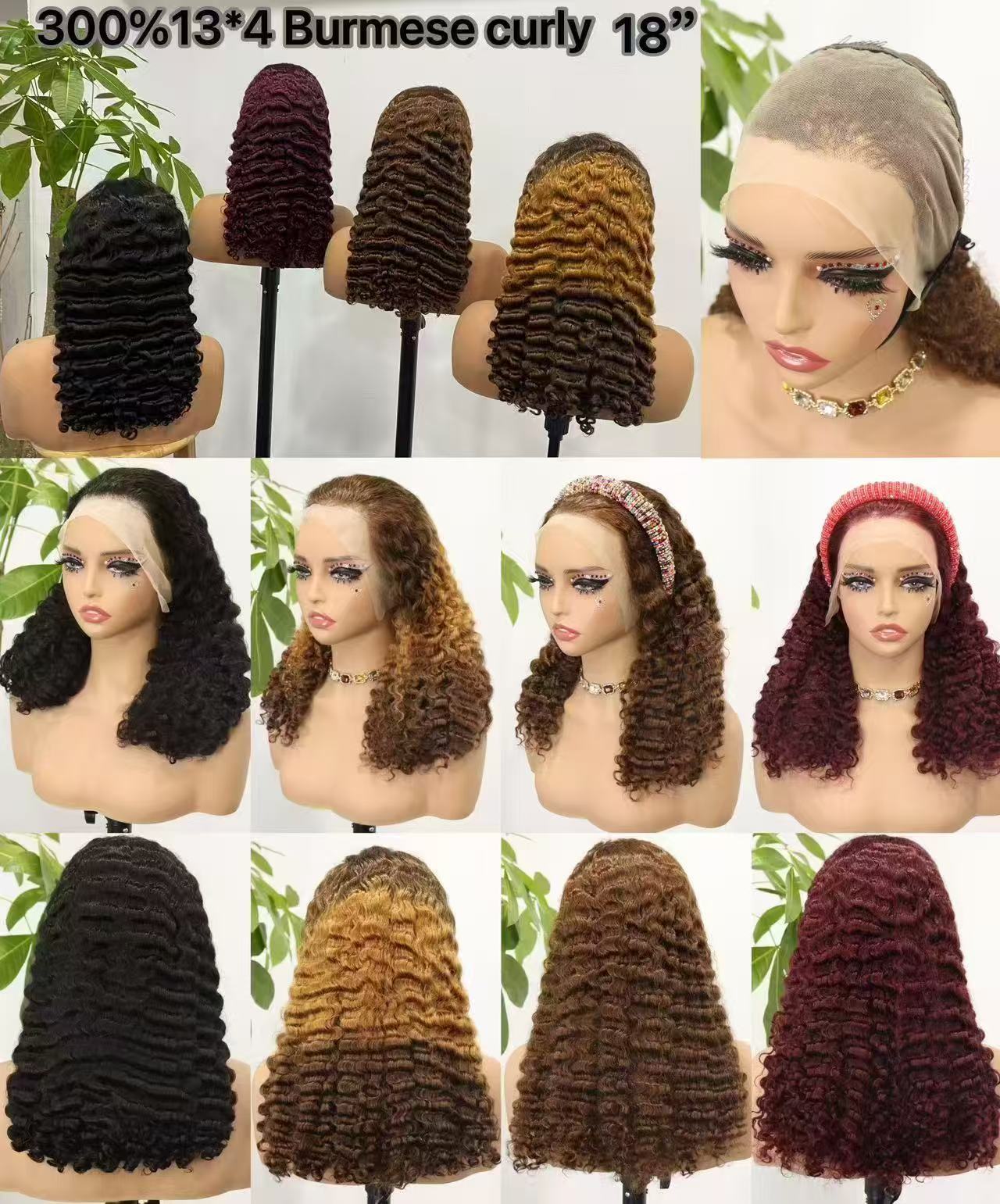 Front Lace Real Hair 13*4 Frontal Lace Wig Burmese Curly 100% Human Hair