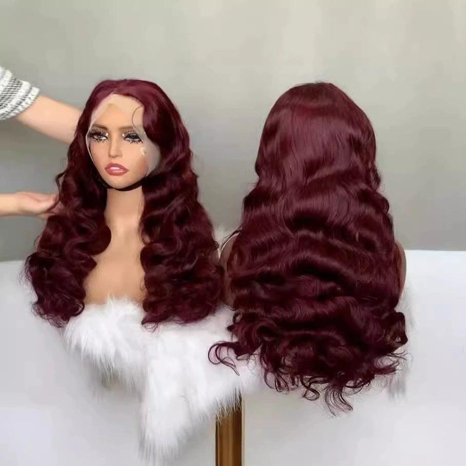 13x4 BodyWave Frontal WigsHair Human Front Yellow Silk Real Hair Wigs