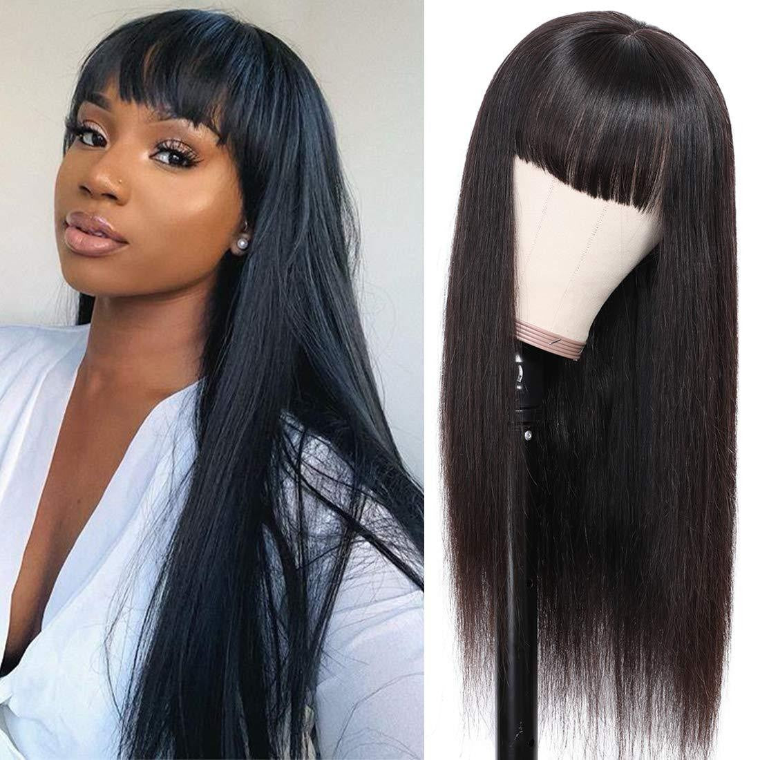 Straight Human Hair Wigs Headgear Real Human Hair