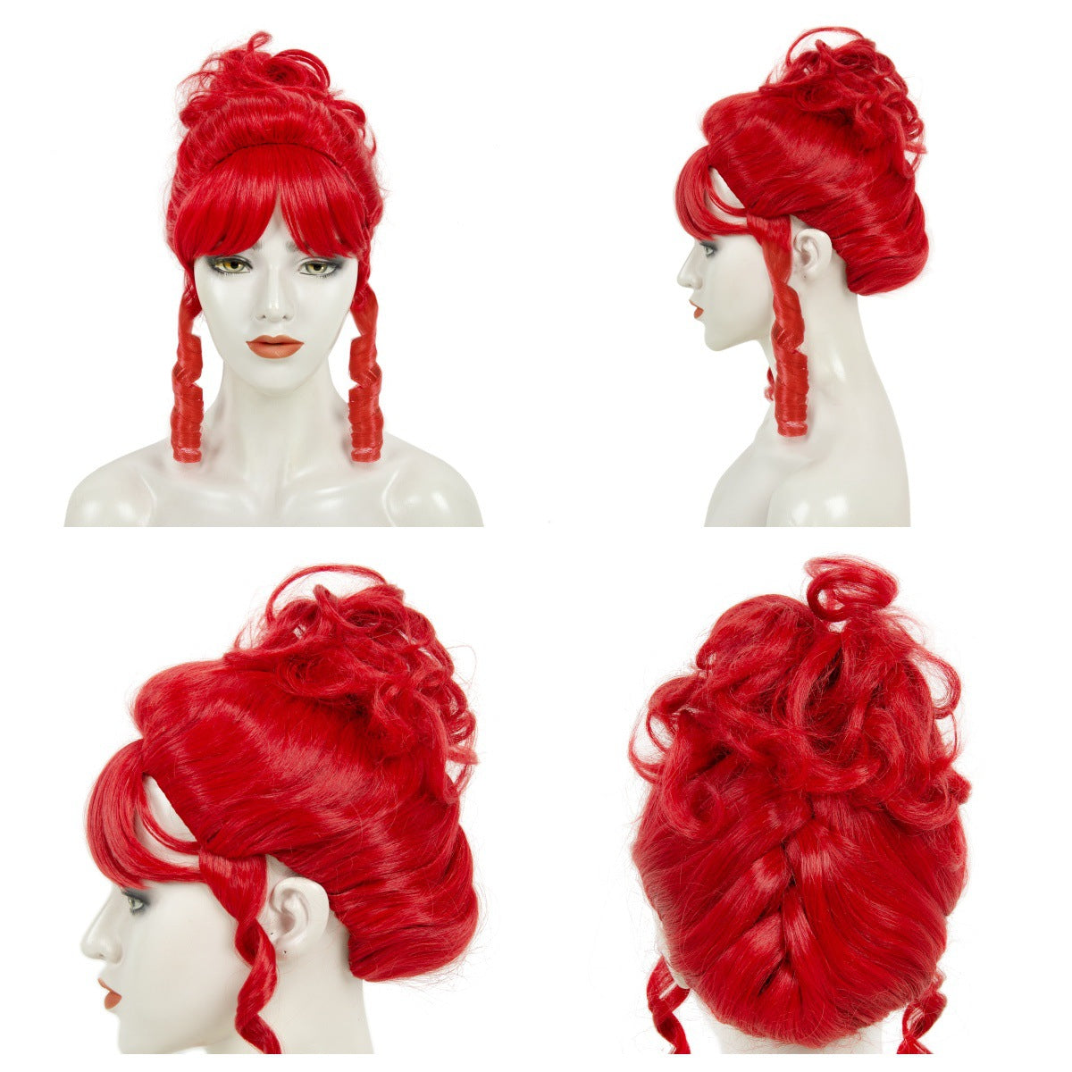 Halloween New Wig Red High Cap Retro High Temperature Hair Cos Chemical Fiber Wig