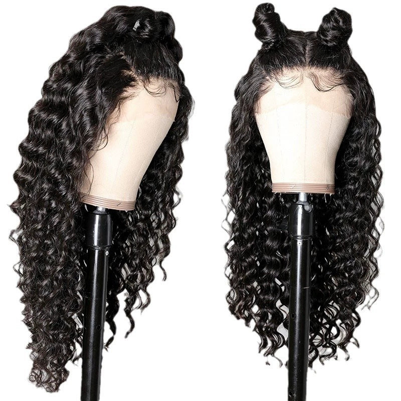 Front Lace Front Lace Wig Women Center Parted African Long Curly Hair Head Set Real Wig 100% Human Hair