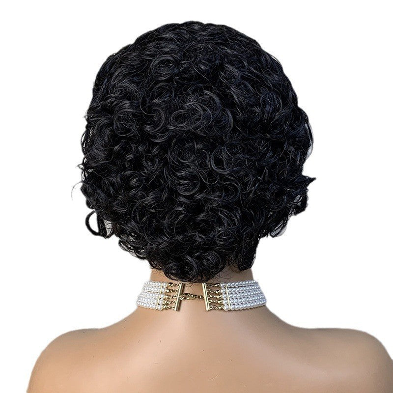 Real Hair Pixie Dyeable Center Parted Angled Parted Wig Head Covering Fashion Human Hair Wig