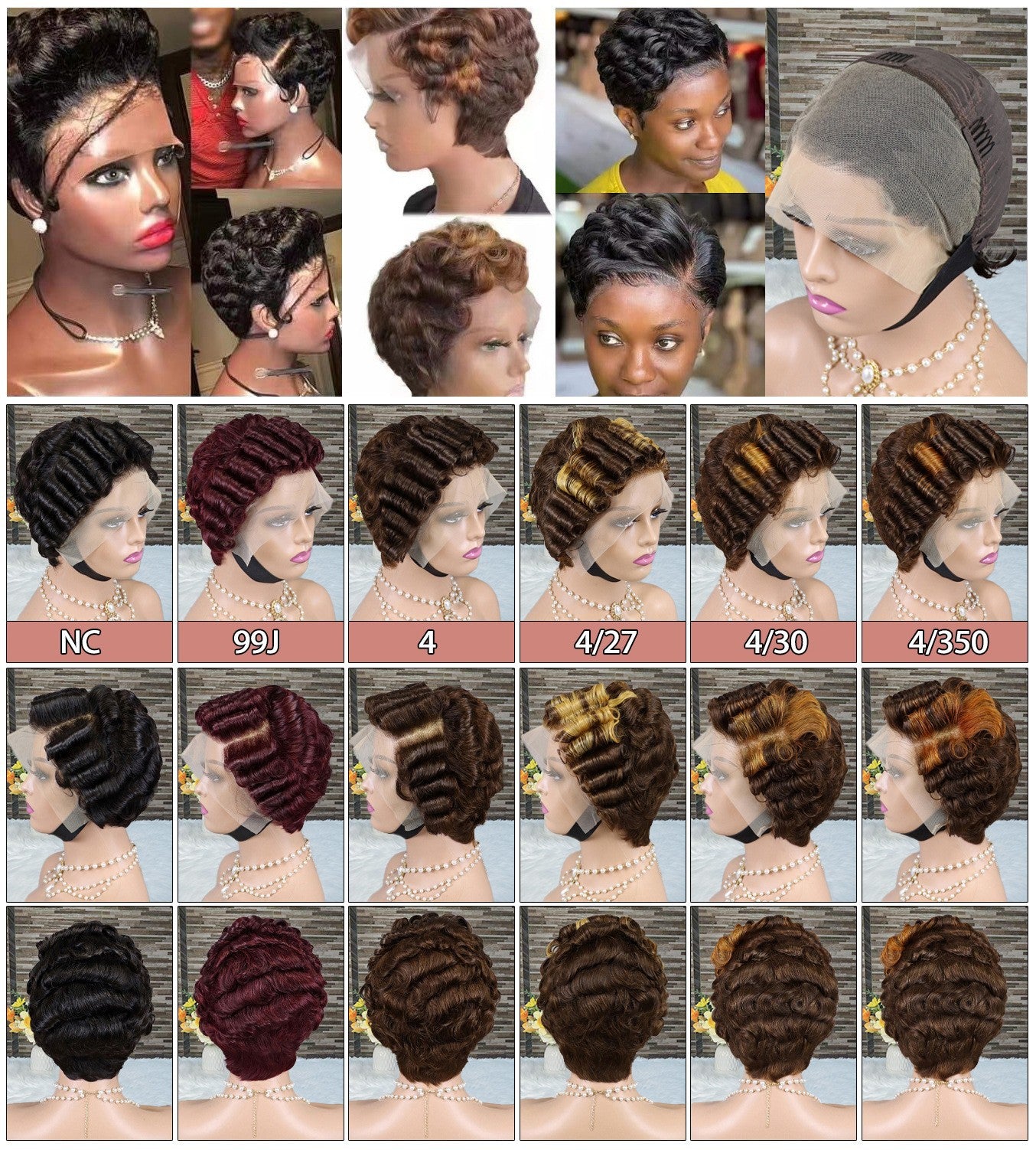 Short Curly Hair Head Covering Pixie Cut Wig 13*4lace 100%human Hair