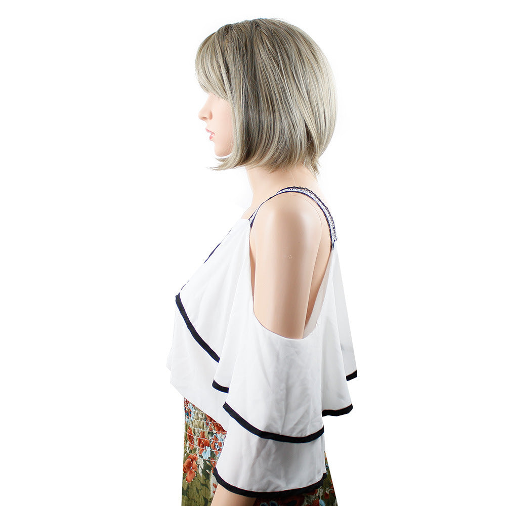 Hot Sale Fashion Short Hair Female Short Straight Hair Net Red Synthetic Hair bob Wig
