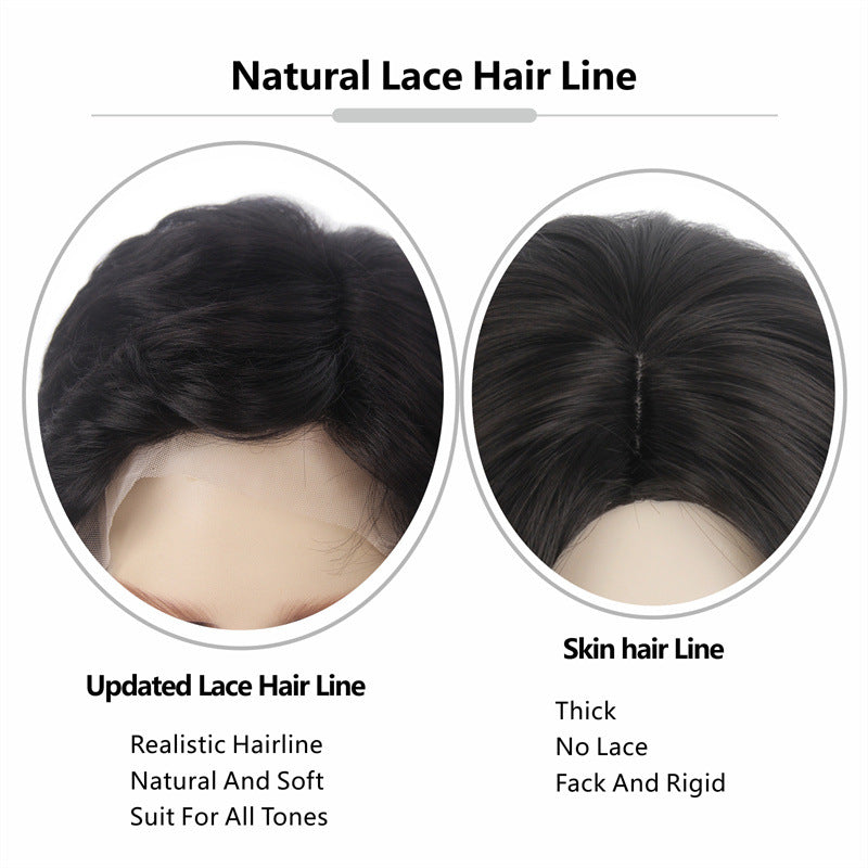 Wig Hand Hook Front Lace Black Simulation Human Hair Chemical Fiber Wig