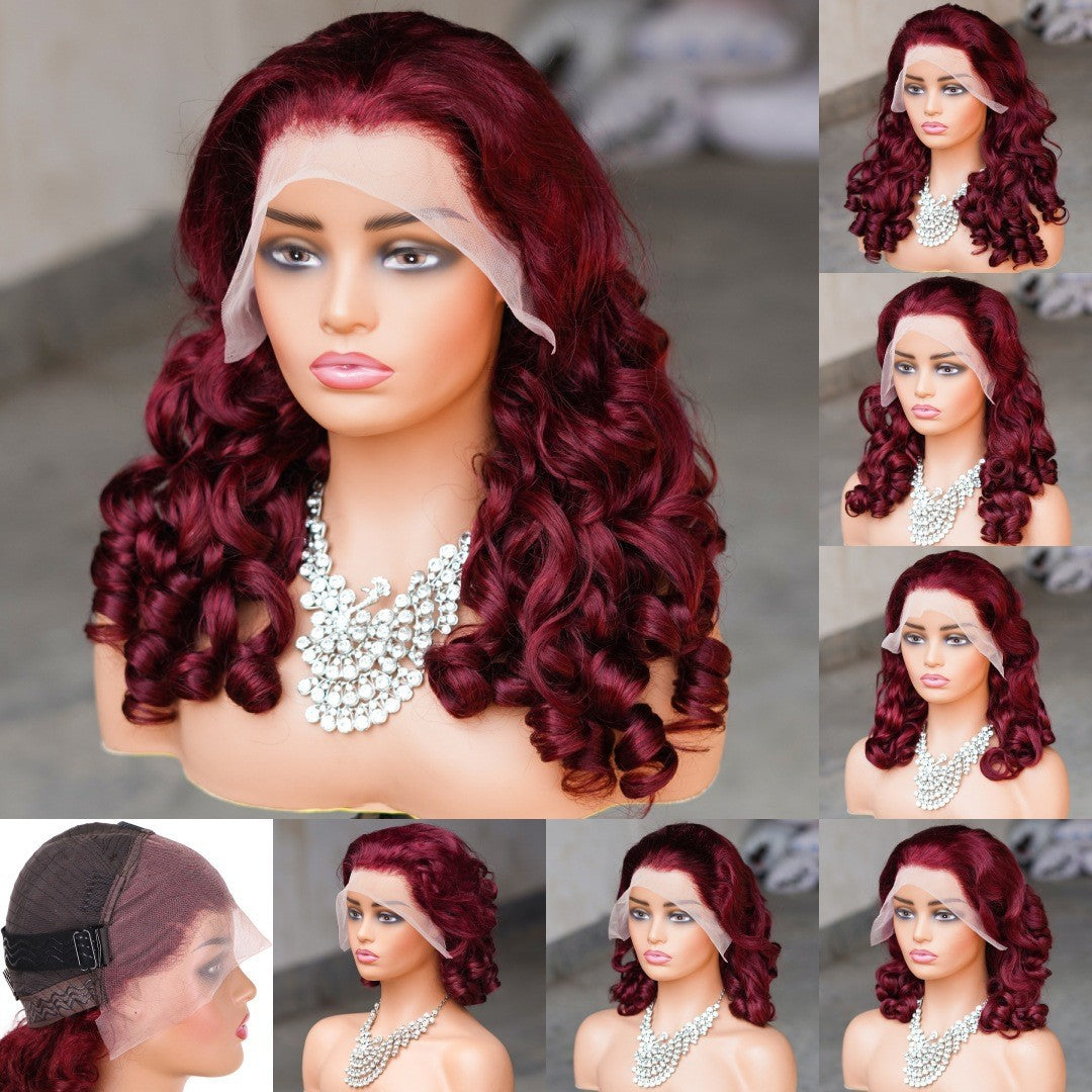Glueless BouncyLoose Lace Front Real Hair Wig Lace Headgear