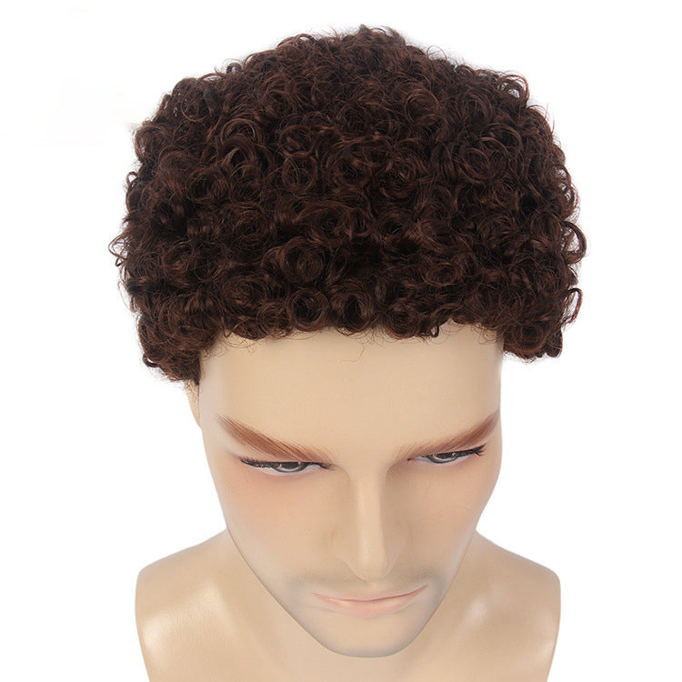 Exported to the U.S.: Kanikaren Synthetic Fiber Wig Cap for Overseas African-Style Men's Short Curly Buzz Cut Wig