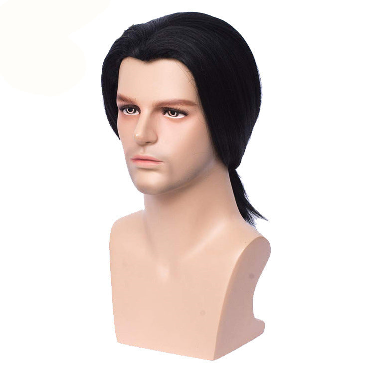 70s80s 70s men's retro cosplay wig black widow's peak Halloween wig export
