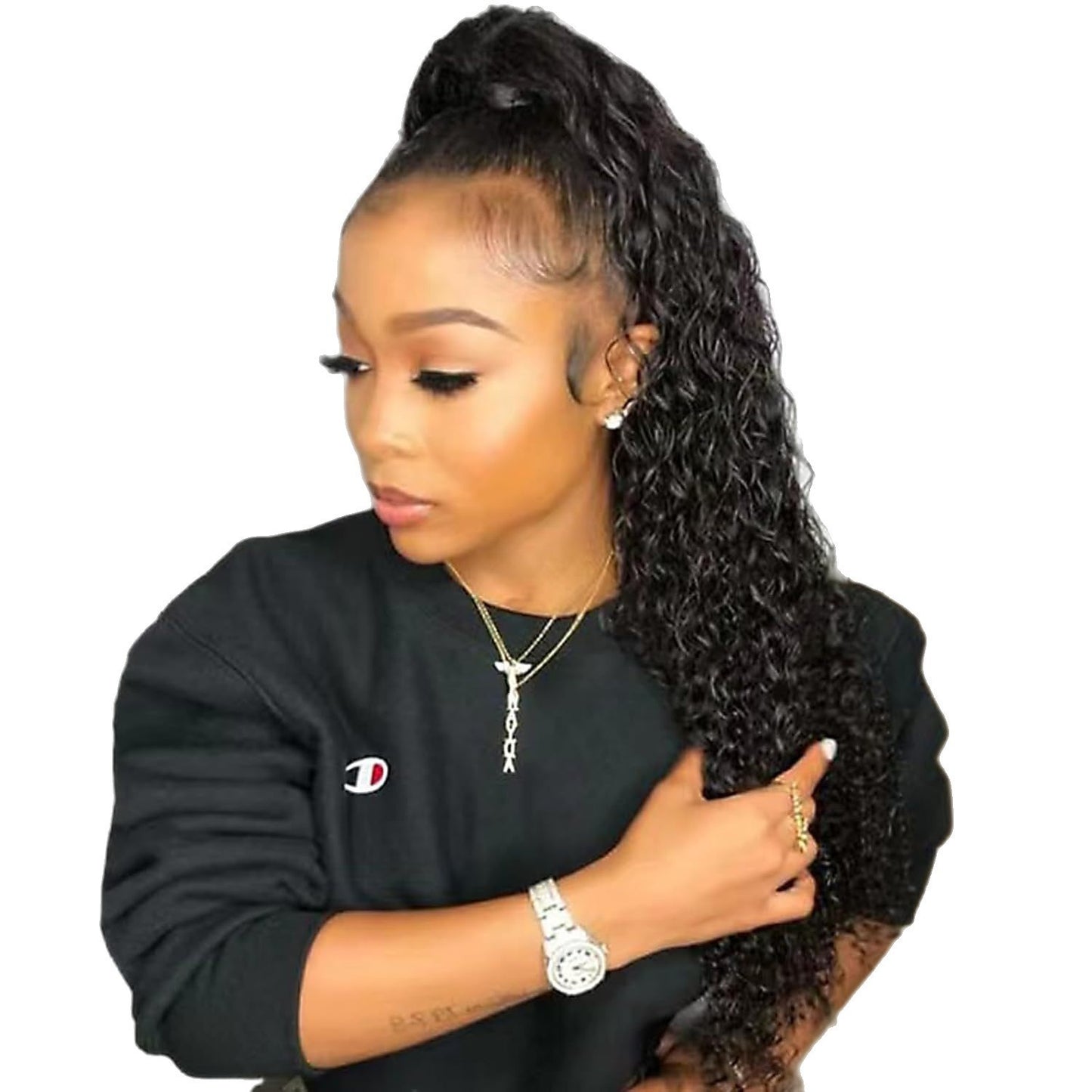 Real Hair Real Hair Wig Water Wave Ponytail velcro Ponytail