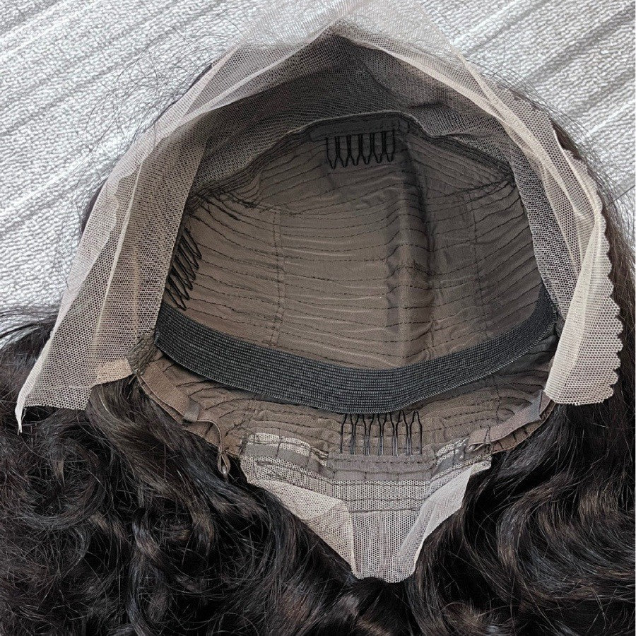 Wig Short Section Elastic Large Volume Black People with Bangs Head Covering Wig 13*4
