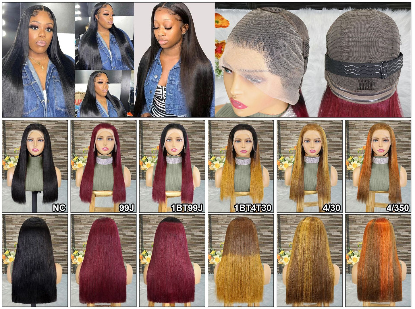 Head Covering Natural Long Straight Hair Wig 13X4 Front Lace 100% Human Hair