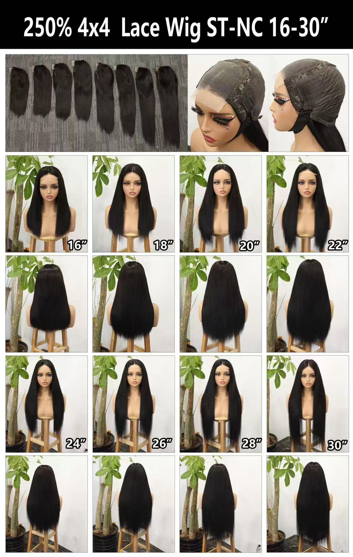 Wig Real Hair Front Lace Head Cover 250% 4x4 Lace Wig 100% Human Hair