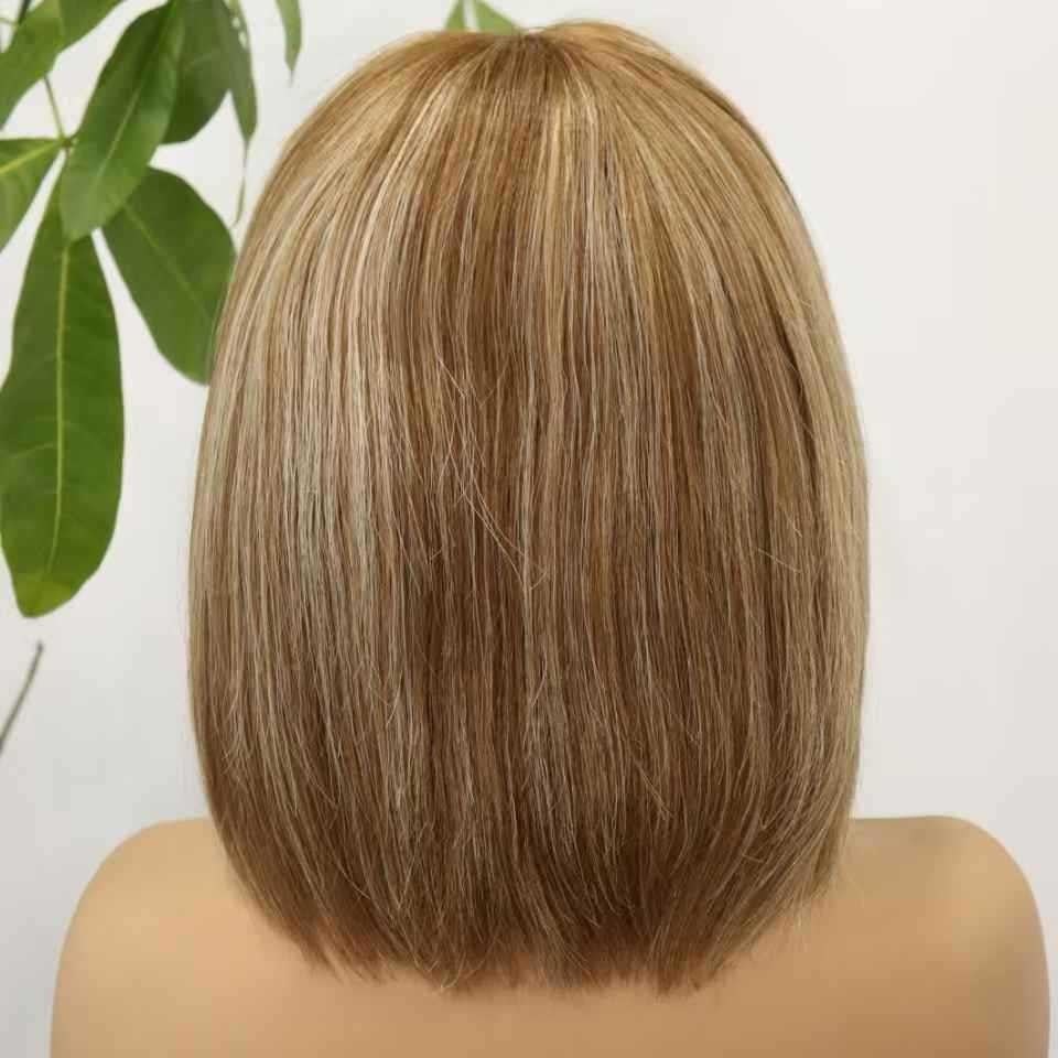T Lace Front Human Hair Wig Blonde bob Wigs Gradient Real Hair Wigs