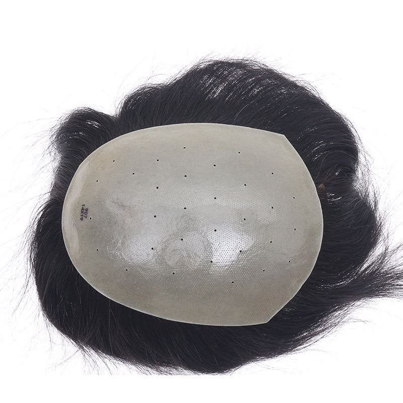 Men's Wig Pieces Uncut Natural Bio Scalp Big Back Ultra Thin Bald Head Real Hair Hand Woven Head Hair Replacement
