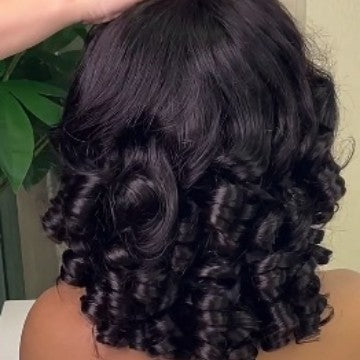 Bouncy Curly Glueless Wig Front Lace Short Hair Real Wig Head Covering