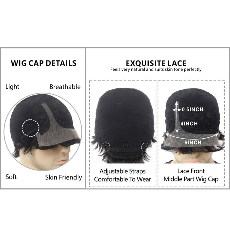 T-shaped lace wig for women, hand-crocheted high-quality lace wig with front lace