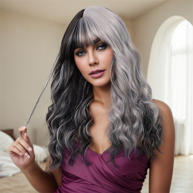 Cosplay American Pickup Wig Yin and Yang Two-color Fake Hair