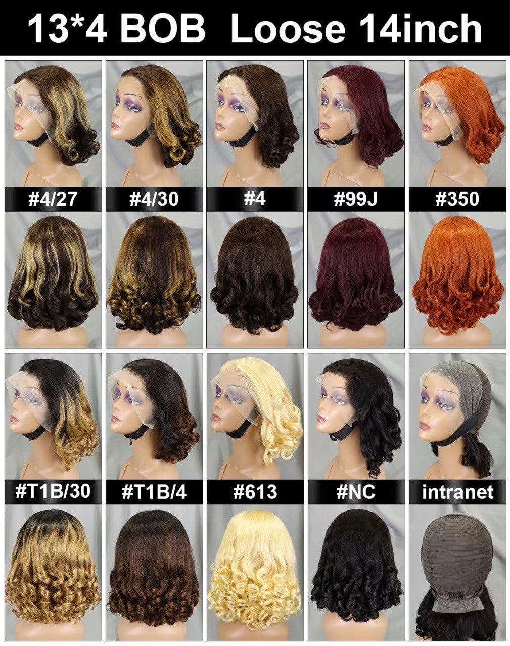 Wigs 13*4 Lace Loose bob Wig 100%human Hair Real Hair Hair