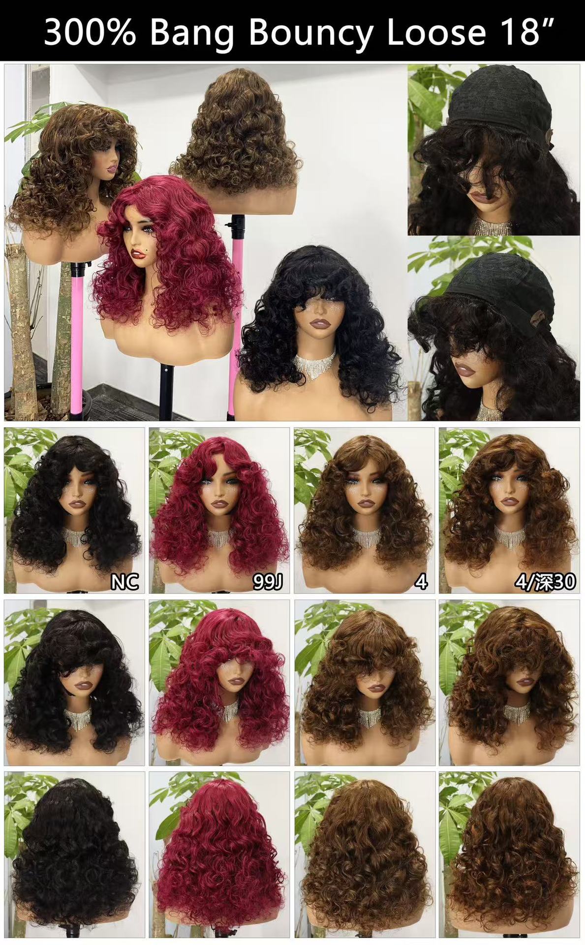 300% Bang Bouncy Loose Real Human Hair Hair Cover 100% Human Hair