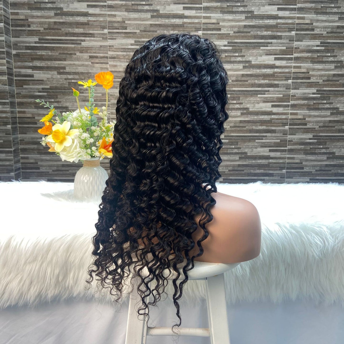 Natural Color 13X4 Front Lace Wig Lace Frontal Wig Deep Wave