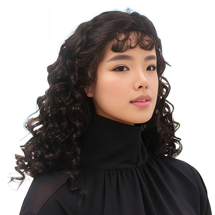 Wavy curls Hong Kong style wig long curls retro wool curls brown women's wig